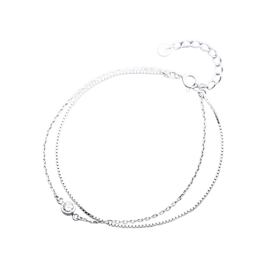 925 Sterling Silver Single Diamond Beads Bracelet